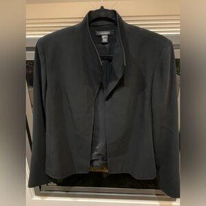 Women’s Louben Felted Open Wool Blend Lined Stand Collar Career Blazer Jacket